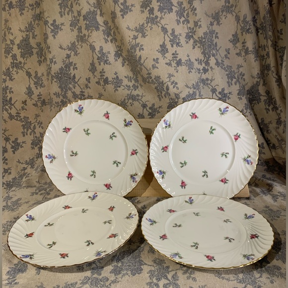 VTG 1950s Set of 8 Royal Tettau Dresden Flowers Salad Plates Gold Trim - Picture 8 of 12